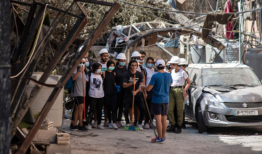 A group of volunteers have a meeting